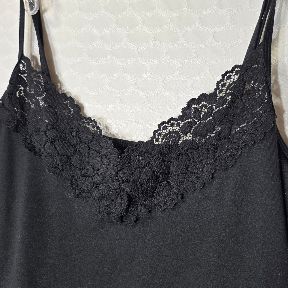 White House Black Market Lace Trim Camisoles Lot of 2 Black Grey Medium - Picture 2 of 10
